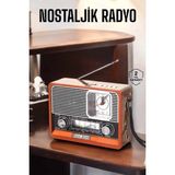 Ahşap Görünümlü Retro Bluetooth Radyo Usb,aux ve Sd Kart Girişli - 1