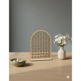 Ahşap Hasır Görünümlü Dekoratif Takı Askısı ve Düzenleyici - Küpe ve Kolye Standı (20X25 Cm)