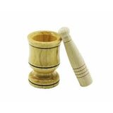 Ahşap Havan Seti Sarımsak Dövme, Küçük Boy Doğal Ahşap Malzeme, 6cm Çap 8.8cm Yükseklik, Filelik Ambalajlı