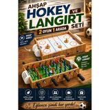 Ahşap Hokey Ve Ahşap Langırt Seti - Ahşap Oyuncak - Futbol Oyuncakları - Top Oyuncak Langırt Setleri - Langırt Oyuncakla
