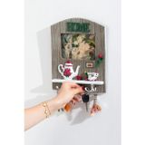 Ahşap Home Sweet Home Anahtar Askısı Fotoğraf Çerçeveli Duvar Organizer 4 Kancalı 27 cm Model 1