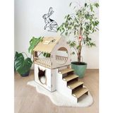Ahşap Iki Katlı Kedi Kalesi │ Modern Kedi Mobilyası │ Ahşap Evcil Hayvan Evi │ Qpr Desıgn - X-Large