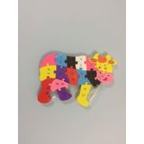 Ahşap İnek Figürlü Renkli Puzzle/Yapboz 15 Parça Eğitici Oyuncak
