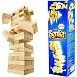 Ahşap Jenga Denge Oyunu 57 Parça Büyük Boy Taktik Eğlence Seti - Seçenek 1 - Ahşap Bej - Siyah