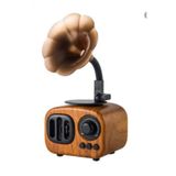 Ahşap Kahve Nostaljik Gramofon Taşınabilir Bluetooth Hoparlör Mini Radyo Müzik Çalar Kutusu