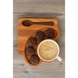 Ahşap Kahve Sunumluk 20X20 Cm, Şık ve Pratik Tepsi - Ahşap - Bej - Seçenek 1