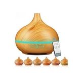 Ahşap Kahverengi Uzaktan Kumandalı 550 ml Aroma Difüzörü Ultrasonik Hava Nemlendirici 7 Renk Led