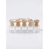 Ahşap Kapaklı Boş Cam Silindir Oto Kokusu Şişeleri, 8 ML, 5 Adet, Yeniden Kullanılabilir, Esans Depolama için