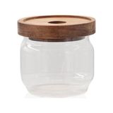 Ahşap Kapaklı Cam Saklama Kabı 300 ml - standart