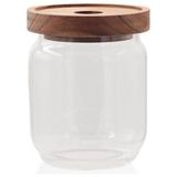 Ahşap Kapaklı Cam Saklama Kabı 500 ml - standart