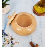 Ahşap Kapaklı Şekerlik Tuzluk Baharatlık Çerezlik Kase Naturel