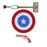 Ahşap Kaptan Amerika Kalkanı + Tor Çekici + Lastik Atan Tabanca