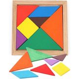 Ahşap Kare Tangram Zeka Oyunu Renkli 7 Parça 11X11CM - Pembe
