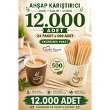 Ahşap Karıştırıcı Tahta Kaşık 500'Lü X 24 Paket(1 Koli) Çay Kahve Karıştırıcı