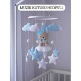 Ahşap Kasnaklı Yenidoğan Bebek Dönencesi - Baby Shower Hediyesi Müzikli Beşik Oyuncağı - Mor