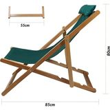 Ahşap Katlanabilir Taşınır Şezlong. Plaj, Bahçe, Teras, Balkon Şezlongu. (Haki) - Çok Renkli