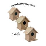 Ahşap Kayın Kuş Yuvası Kuş Evi Dış Mekan Suya Dayanıklı 3 Adet 15X15x19 Cm