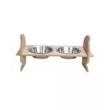 Ahşap Kedi Kafalı Mama Kabı - 2'Li Set