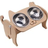 Ahşap Kedi Mama Kabı 200ML, Boyanabilir, Metal Suluk, Çelik Kaseli Evcil Hayvan Malzemesi - Seçenek 1