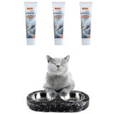 Ahşap Kedi Mama Kabı ( Kedi Tüy Yumağı Önleyici Malt Vitamin Hediyeli ) ( 3 Adet )