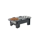 Ahşap Kedi Mama Kabı Standı Siyah Premium Boyalı Paslanmaz Çelik Kaseli Oval Model