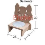 Ahşap Kedi Mama Kabı Tekli Mdf Km-09 Demonte