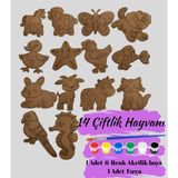 Ahşap Kendin Yap Çiftlik Hayvanları Boyama Seti Eğitici Montessori Çocuk Gelişim Oyuncağı 14 Adet