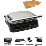 Ahşap Kesme Tahtası Hediyeli Tefal Gourmet Minute Inox Tost Makinesi 2000W 180 Derece Açılabilir Izgara Fonksiyonlu Paslanmaz Çelik Tasarım - Gri