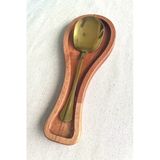 Ahşap Kirli Kaşıklık - Kaşık Altlığı / Kepçelik | 27X11 cm Doğal Kayın Ağacı