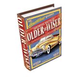 Ahşap Kitap Kutu, Vintage Araba Temalı, Older and Wiser, 32x24x8 cm, Ofis ve Hobi Hediyesi