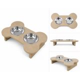 Ahşap Köpek Mama Su Kabı 2 Li Mdf Km-02