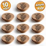 Ahşap Kulp Düğme Lale Desenli Çocuk Odası Çekmece Mutfak Mobilya Dolap Kulpu Kulbu Kulpları 10 Adet