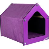 Ahşap Kumaş Kaplı Mor Kedi-Köpek Evi Yatağı