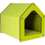 Ahşap Kumaş Kaplı Yeşil Kedi-Köpek Evi Yatağı