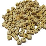 Ahşap Küp Harfli Boncuk 10x10 Mm Naturel 100 Gram