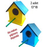 Ahşap Kuş Yuvası Kuş Evi 2 Adet 13X18