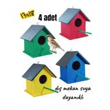 Ahşap Kuş Yuvası Kuş Evi 4 Adet 13X18