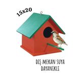 Ahşap Kuş Yuvası Kuş Evi Dış Mekan Suya Dayanıklı 15X15x20 Cm