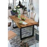 Ahşap Kütük Yemek Masası Kare Ayak 70 X 140