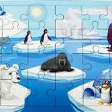 Ahşap Kutup Hayvanları Puzzle - Bebekleri İçin Puzzle - Ahşap Yapboz Oyuncak - Oyuncak Yap-boz - 24