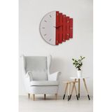 Ahşap Lazer Kesim Kırmızı Duvar Saati 50 Cm - Rhythm