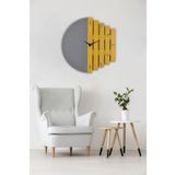 Ahşap Lazer Kesim Sarı Duvar Saati 50 Cm - Rhythm