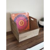 Ahşap Lp Plak Sandığı - Organizer Kutu - Wooden Lp Record Box Ceviz