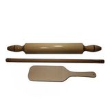 Ahşap Lüx Merdane + Geniş Çevirici + Kısa Oklava (3lü SET)