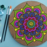 AHŞAP MANDALA 20x20 cm DAİRE MDF Üzerine UV Baskı Modeller- DESENLİ3 Mandala Set Boyama