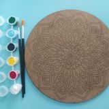 AHŞAP MANDALA 20x20 cm DAİRE MDF üzerine UV baskı modeller- DESENLİ4 Mandala Set Boyama