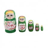 Ahşap Matruşka Bebek 5 li Set Yeşil No.1