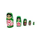 Ahşap Matruşka Bebek 5 li Set Yeşil No.2