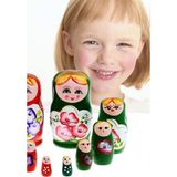 Ahşap Matruşka Bebek 5'li Set Iç Içe Geçmeli Ahşap Bebek - Kırmızı