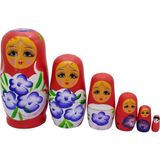 Ahşap Matruşka Bebek Altılı Set Kırmızı - Standart